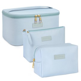 Cosmetiqueras para Maquillaje 3Pcs Porttil Impermeable Bolsa de maquillaje Viaje Multifuncional Grande Organizador Estuche Maquillaje-Azul            