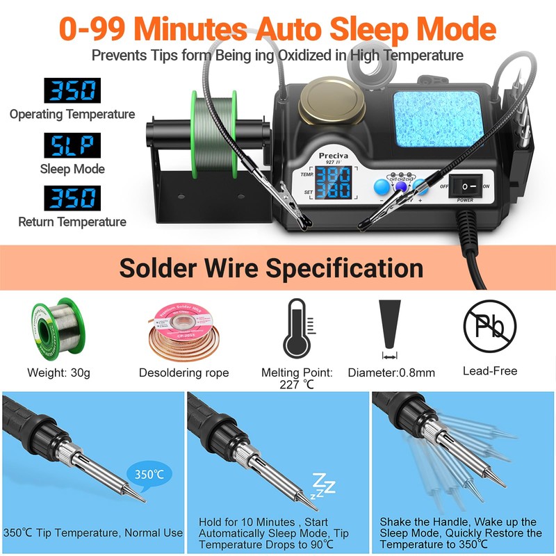 Preciva Soldering Iron Kit, Preciva 927IV Solder Station with Magnifiers