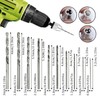 JIYIN 2Pcs Drill Chuck Adapter Keyless with 10Pcs Drills, 1/4