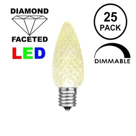 Novelty Lights 25 Foot C7 LED Outdoor Lighting Patio Christmas String Lights, Warm White, Brown Wire, 25 Bulbs