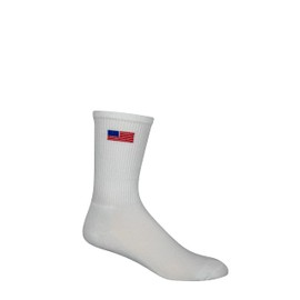 UniverSole USA Flag Socks - American Patriotic Crew Athletic Socks for Men & Women, Cushioned Sole, Compression Arch Support, Smooth Toe Seam, Premium Cotton, Spandex Fit - Red White Blue USA Design