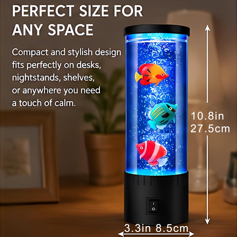 Handsbrain Mini Bubble Fish Lamp, 7 Color Changing Mood Light