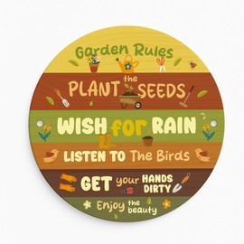 Red Ocean Funny Garden Sign Round Garden Sign For Outside Rules Plaque Friendship Gift For Women Men Shed Summerhouse Accessories Decor