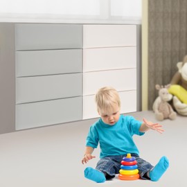 Akynjtbca 8Pcs Upholstered Wall Panels,Wall Paddings,3D Peel and Stick Headboard Panels for Wall,Color Block Wall Padding for Kids Playroom Each 7.87 * 19.69 * 1.18in