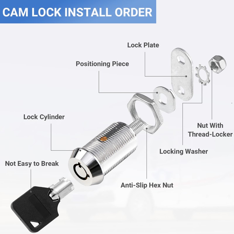 Sissinda Cam Lock RV Storage Locks Keyed Alike,1-1/8" Fits on