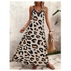 SOLY HUX Women's Leopard Print Maxi Dress V Neck Spaghetti