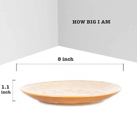 vicrays Ceramic Dessert Salad Plates, 8 Inch, Set of 6, Round, Microwave, Oven, and Dishwasher Safe, Scratch Resistant, Porcelain Fluted Suitable for Snacks, Appetizer, Home, Restaurant (Yellow)