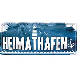schilderkreis24 - Tin Signs Funny Saying "Heimathafen" Decorative Metal Sign House Entrance Sign Gift Idea Door Home 28 x 12 cm