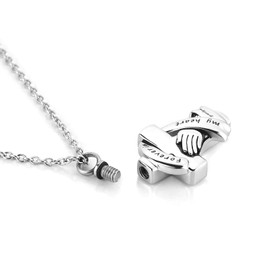 YSAHan Cross Urn Necklaces for Ashes Praying Hands Cremation Memorial Stainless Steel Pendant Jewelry Forever in My Heart with Grandpa