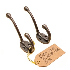 Triskelion 125mm Riven Cast Antique Iron VICTORIAN Coat Hook - Pack of 2 (AIVCH125)