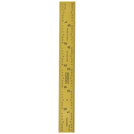 Fowler 52-349-006-0 Rigid Steel Rule with Titanium Coated Golden Finish, 5R Graduation Interval, 6" L x 0.75" W