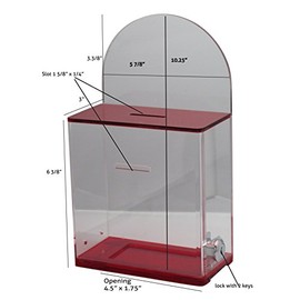 Locked Donation and suggestion box ticket and raffle ballot box with round back wall display area (Neon Orange)