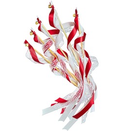 EinsSein 20x Wedding Wands Romantic Red Trellis Wedding Lucky Sticks Sticks Lace Round Church Round Wooden Sticks Bell Confetti Registry Office Wood