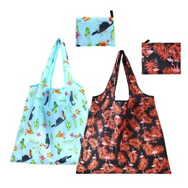 FAVORTALK Large Foldaway Shopping Bags 2 Pcs Reusable Grocery Bag Large Foldable Shopping Bag for Everyday Shopping Groceries Travel Storage and Daily Use Washable Durable Shopper Bags - D27914