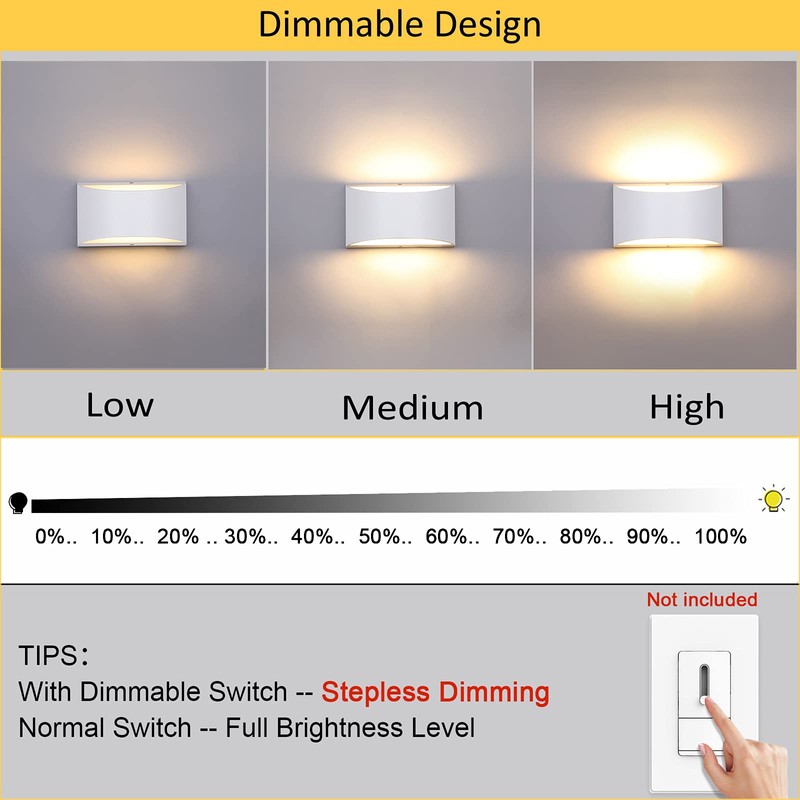 Lightess Modern LED Wall Sconce Light Dimmable 12W Up Down