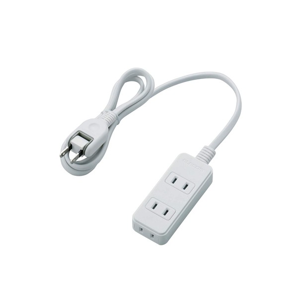 Elecom T-S02N-2310WH Swing Plug Tap, 3 Socks, 3.3 ft (1 m), White