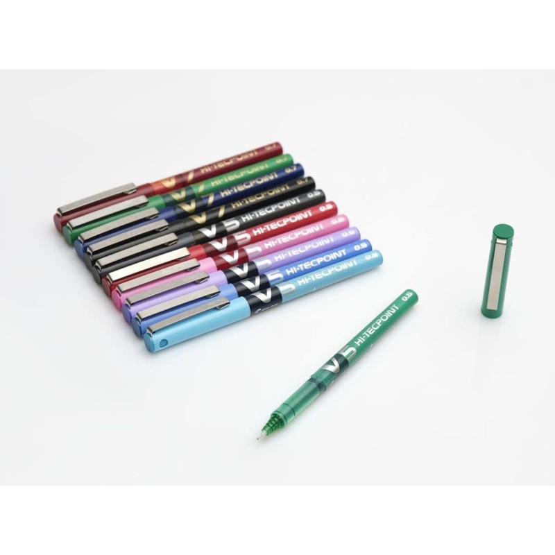 PILOT Hi-Tecpoint V7 Rollerball Pen Set of 4 (Black, Blue,