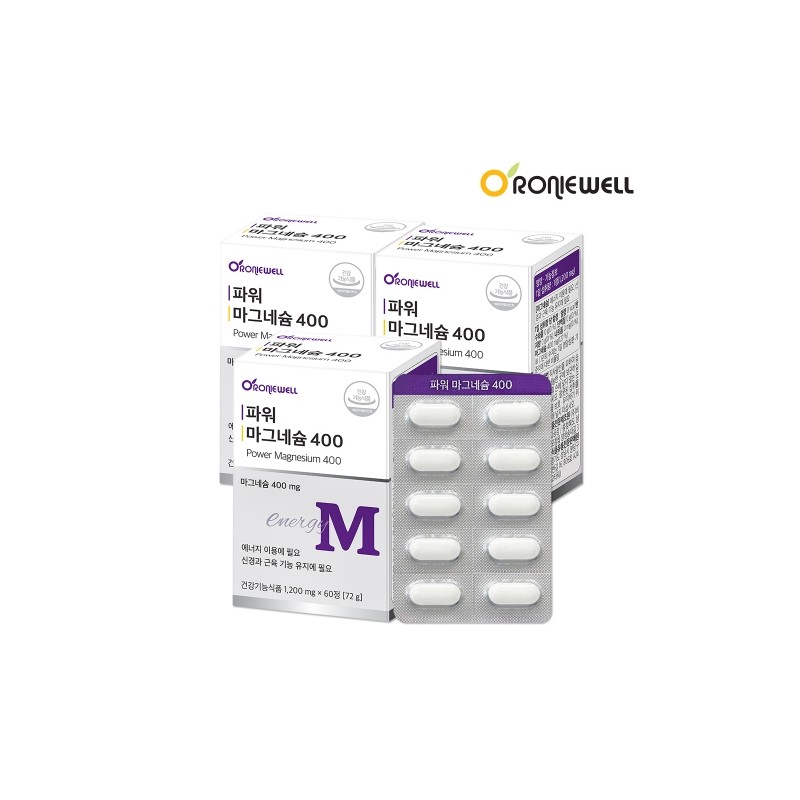 Ronnywell Power Magnesium 400 1,200mg 60 Tablets / 로니웰 파워