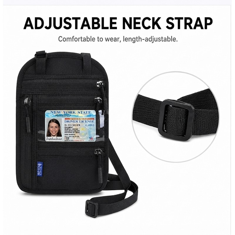 RFID Travel Passport Wallet Crossbody Bag – Compact Card, Phone