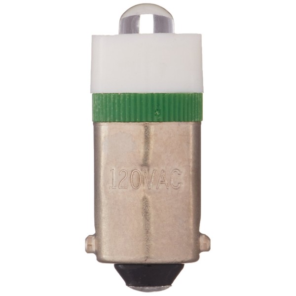 Eiko LED-120-MB-G T3-1/4 BA9S Halogen Bulb, 110-130 VAC, Green