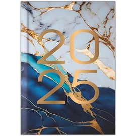 2025 Pocket Week to View Marble with Foil & Rose Gold Pocket Diary and Glossy Design (Marble)