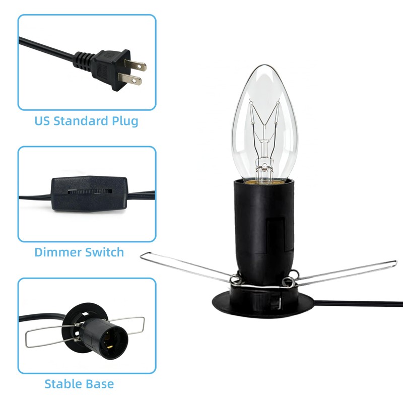 MMBGJKG Himalayan Salt Lamp Cord with Dimmer Switch and Bulbs,