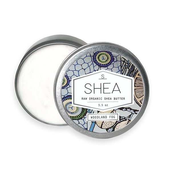 Shea Brand | Raw Organic Shea Butter | Small Batch Daily Moisturizer | Protects Dry, Dehydrated & Sensitive Skin, Hair & Lips | Helps Heal Eczema, Scars & Burns (Woodland Fog, 3.5)