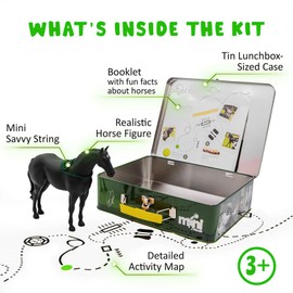 Parelli Mini Magic Sturdy Reusable Metal Tin Storage Lunchbox | Horse Toy, Activity Map, Mini Savvy String & Booklet Included