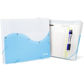 Two Tone Document Holder Blue, Water Resistant Plastic Reusable Envelopes A4 Letter Size File Folder Lightweight with Elastic Closure, Also Available in Pink, Purple, Green, Red, Grey, 1 Pc –by Enday