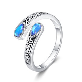 Celtic Knot Ring Adjustable Rings for Women 925 Sterling Silver Created Moonstone Celtic Rings for Women Celtic Jewelry