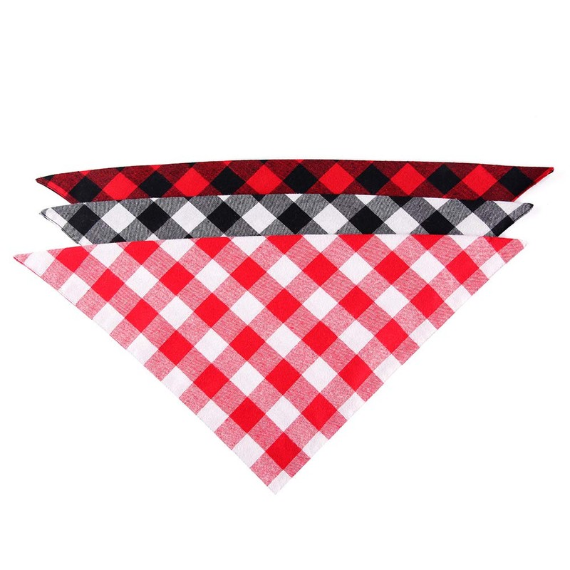 YAKA Pet Dog Bandana Triangle Bibs Scarf, Double-Cotton Plaid Printing