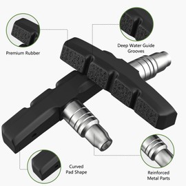 FJCTER Bike Brake Pads, 70mm Universal V Brake Pads, 4PCS Mountain Bike Brake Pads Set with Allen Wrench, Compatible with Cruiser Road BMX Hybrid Folding Bikes, Bicycle Brakes Replacement