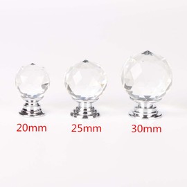 Lansonee 2 Pcs Crystal Door Knobs,Drawer Carbinet Door Handle Puller with Screws for Home Kitchen Office Drawer Cupboard Closet-Sliver-20mm