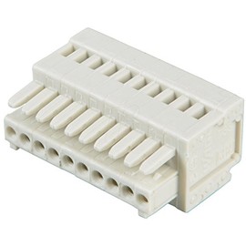 WAGO 733-110 100% Protected Against MISMATING, 1-Conductor Female Connector, 0.50 MM, CAGE CLAMP, 10-Pole, PIN SPACING 2.5 MM, Light Gray, 0.5 MM