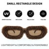 FEISEDY Women Plush Fuzzy Small Rectangle Sunglasses Punk Soft Velvet