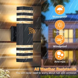 DASTOR 4 Pack Dusk to Dawn Outdoor Wall Lights, Up and Down Outdoor Lights for House, Black Aluminum Exterior Lighting Fixtures Wall Mount for Porch Patio Garage