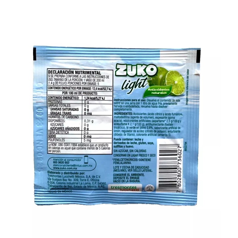 Zuko 12-Pk Zuko Light Limon/ Zuko Light Lemon 7g/.24oz