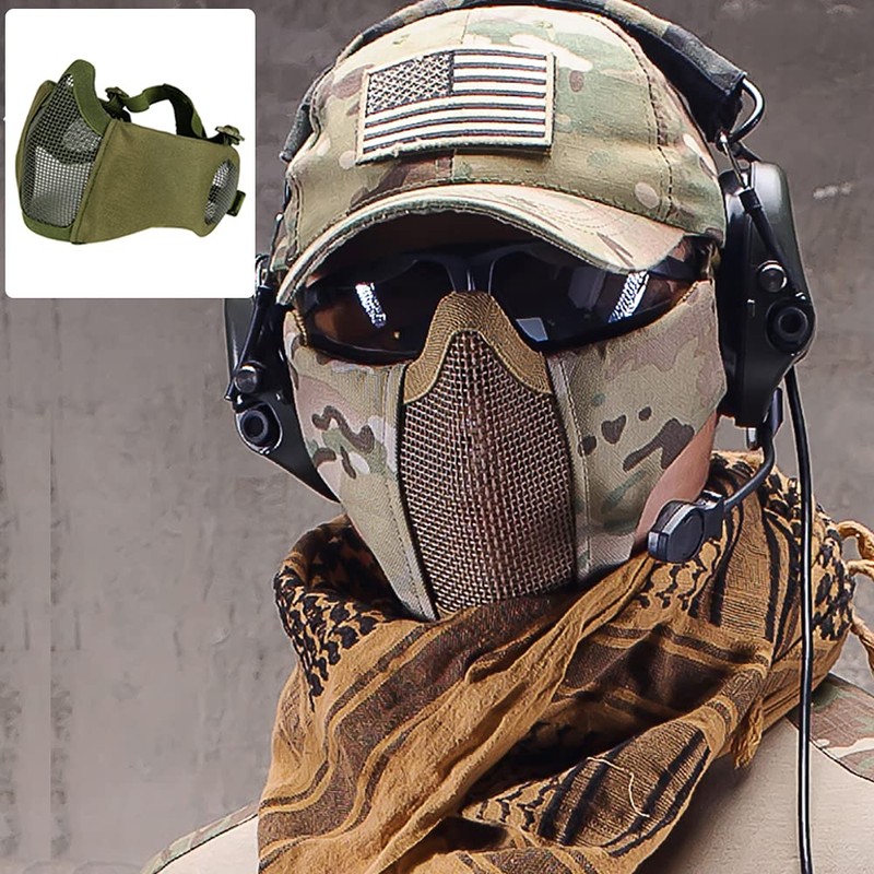 AOUTACC Airsoft Mesh Mask, Half Face Mesh Masks with Hearing