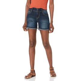 WallFlower Women's Size Luscious Curvy Denim Shorts Mid-Rise Bling and Belted Insta Stretch Juniors (Standard and Plus), Betsy Midi