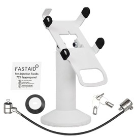 DCCStands Dejavoo Z3/Z6 7" Swivel and Tilt White Stand with Anti-Theft POS Device Terminal to Stand Security Tether Lock - Fits Dejavoo Z6 HW # v1.3