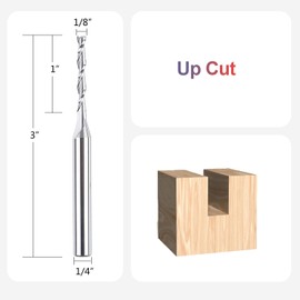 SpeTool 1/4 Inch Shank Up Cut Spiral Router Bit, Extra Long, 1 Inch Cutting Length, 3 Inch Total Length, HRC55 Solid Carbide End Mill for Wood Cutting