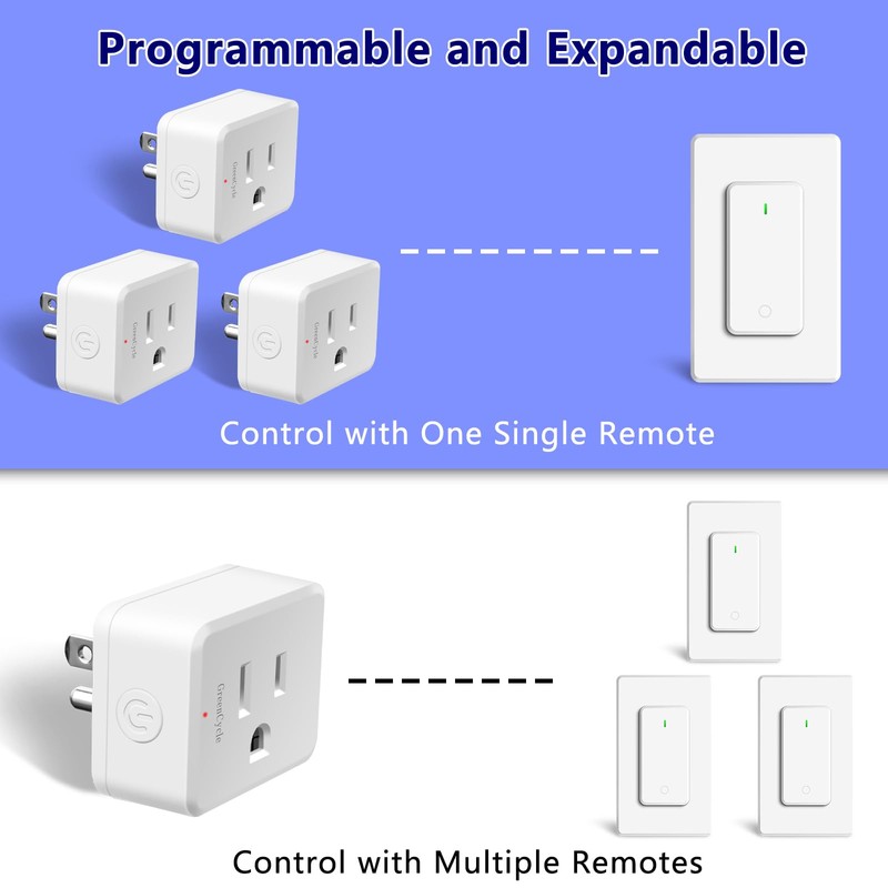 Remote Control Outlet,Greencycle 1PK Wireless Remote Control Outlet Plug,On/Off Light