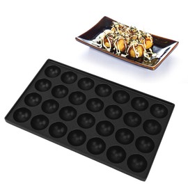 Generic Takoyaki Pan, 28 Holes Nonstick Kitchen Frying Pan Square Cooking Plate Takoyaki Maker Cast Iron Pan Aluminum Octopus Meatballs Baking Tray for Meat Balls Quail Eggs, 13x7.9in