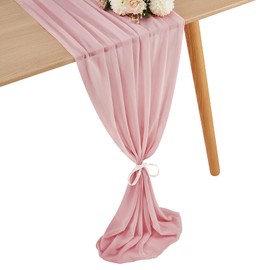 10ft Dusty Rose Chiffon Table Runner 27x120 Inches Romantic Wedding Table Runners Elegant Sheer Fabric Drapes Bridal Party Table Decorations