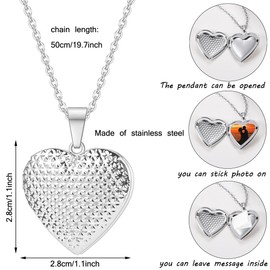 Kawailay 2 Pieces Open Locket Necklace Pictures Photo Pendant Chain Stainless Steel Amulet Necklace for Women, Stainless Steel