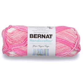 Bernat Handicrafter Cotton Stripes Yarn, 1.5 oz, Gauge 4 Medium Worsted, 100% Cotton, Pinky Stripes