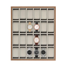 Mahugde 24 Slots Watch Storage Wooden Watch Display Box Display Tray Jewelry Storage Case with Removable Pillow for Men & Women Storage and Display