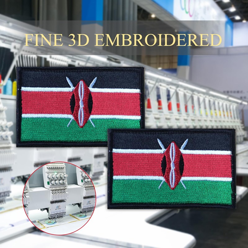 EmWoot 2PCS Kenya Flag Patch Embroidered Morale Patch Military Tactical