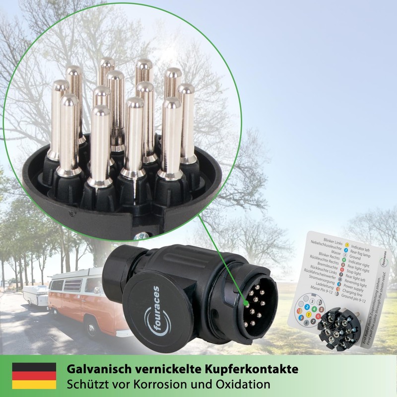 fouraces Trailer Plug 13 Pin - 13 Pin Black -