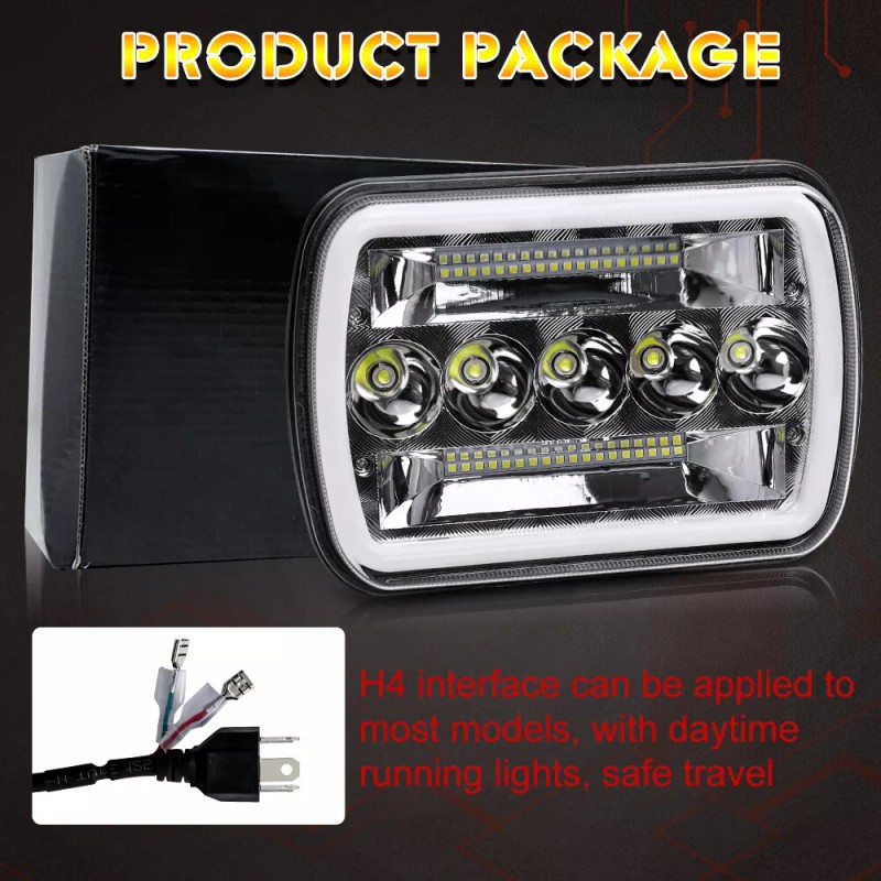 us- 2x 7x6"5x7 LED Headlights Fit Ford E-150 Econoline Club